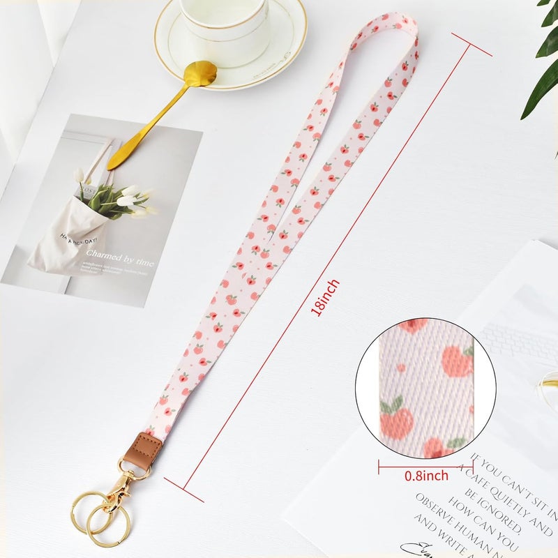 Knagsfa Badge Lanyard for Keys, Neck Lanyard Strap with Dual Keyrings Metal Hook for ID Badges, Long Cute Lanyard Keychain for Women Girls, Lovely Peach - Image 2